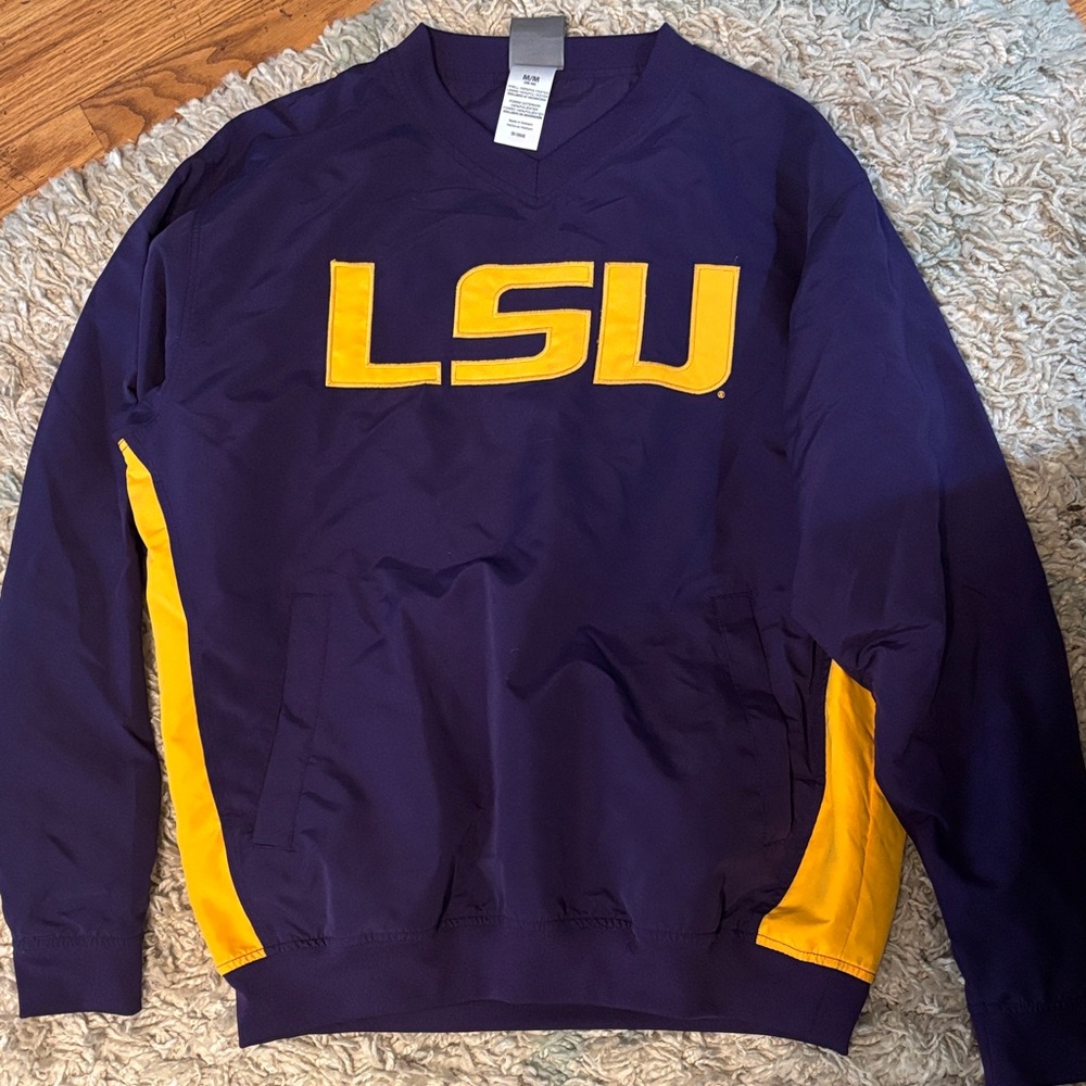Colosseum Men's V-Neck Purple and Yellow Sweater